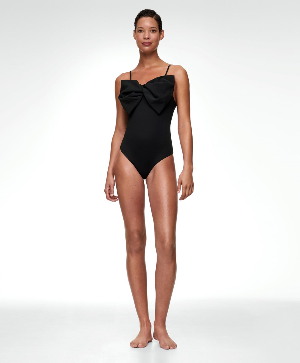 Oysho Bow Swimsuit μαυρα | JHZAML-312