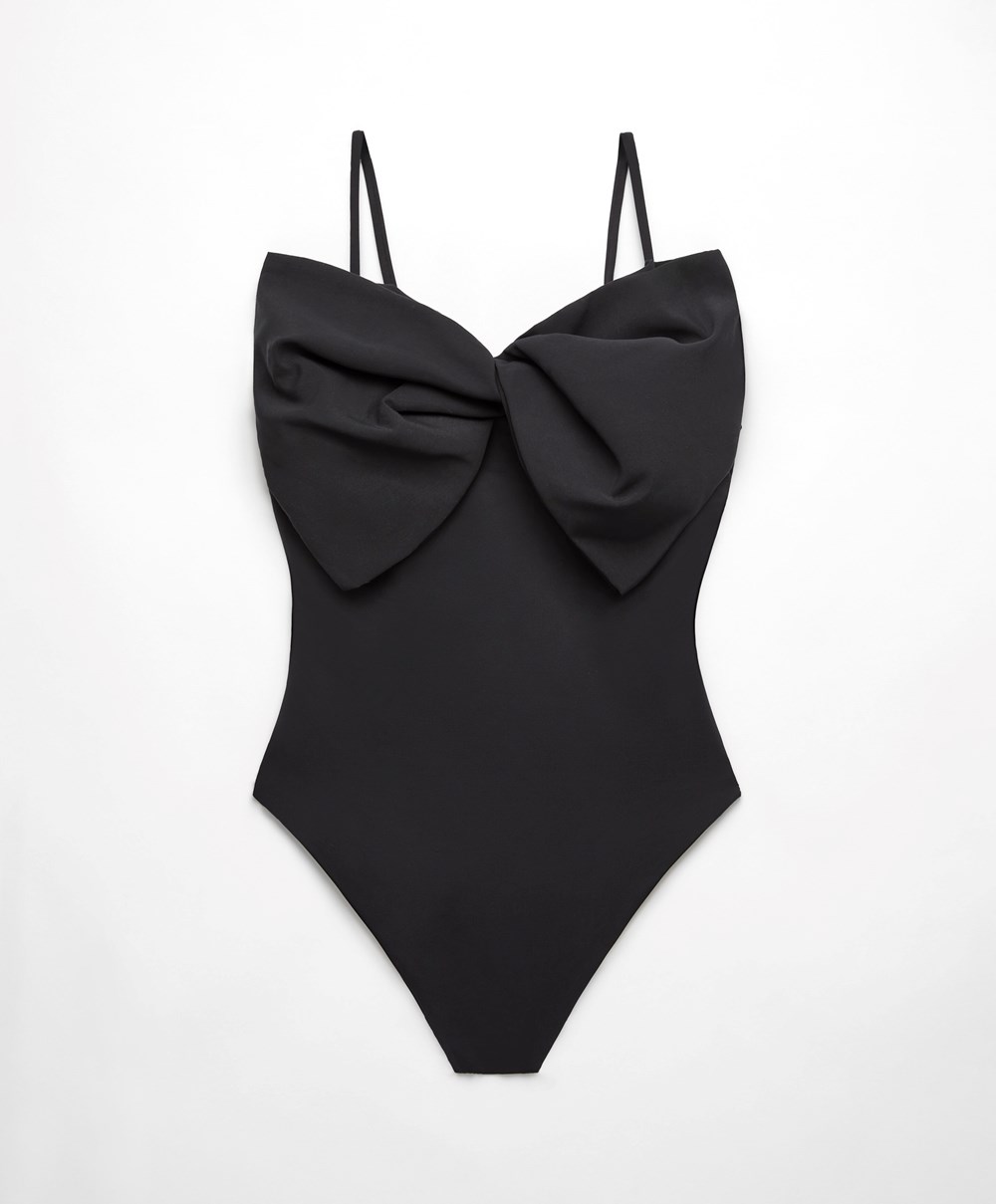 Oysho Bow Swimsuit μαυρα | JHZAML-312