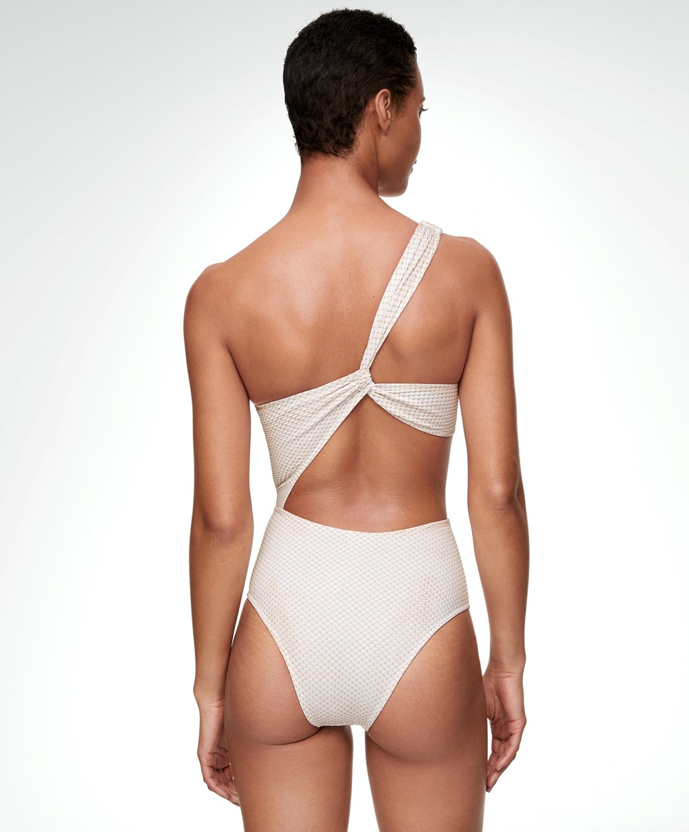 Oysho Brooch Asymmetric Trikini ασπρα | GVHNFD-081