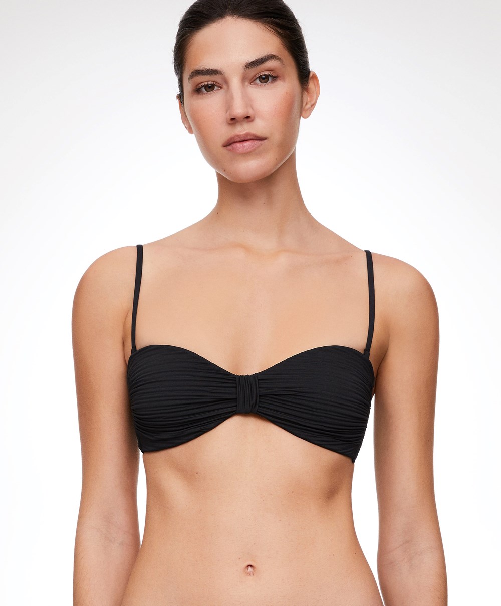 Oysho Brooch Bandeau Μπικίνι Top μαυρα | GPRLKE-296