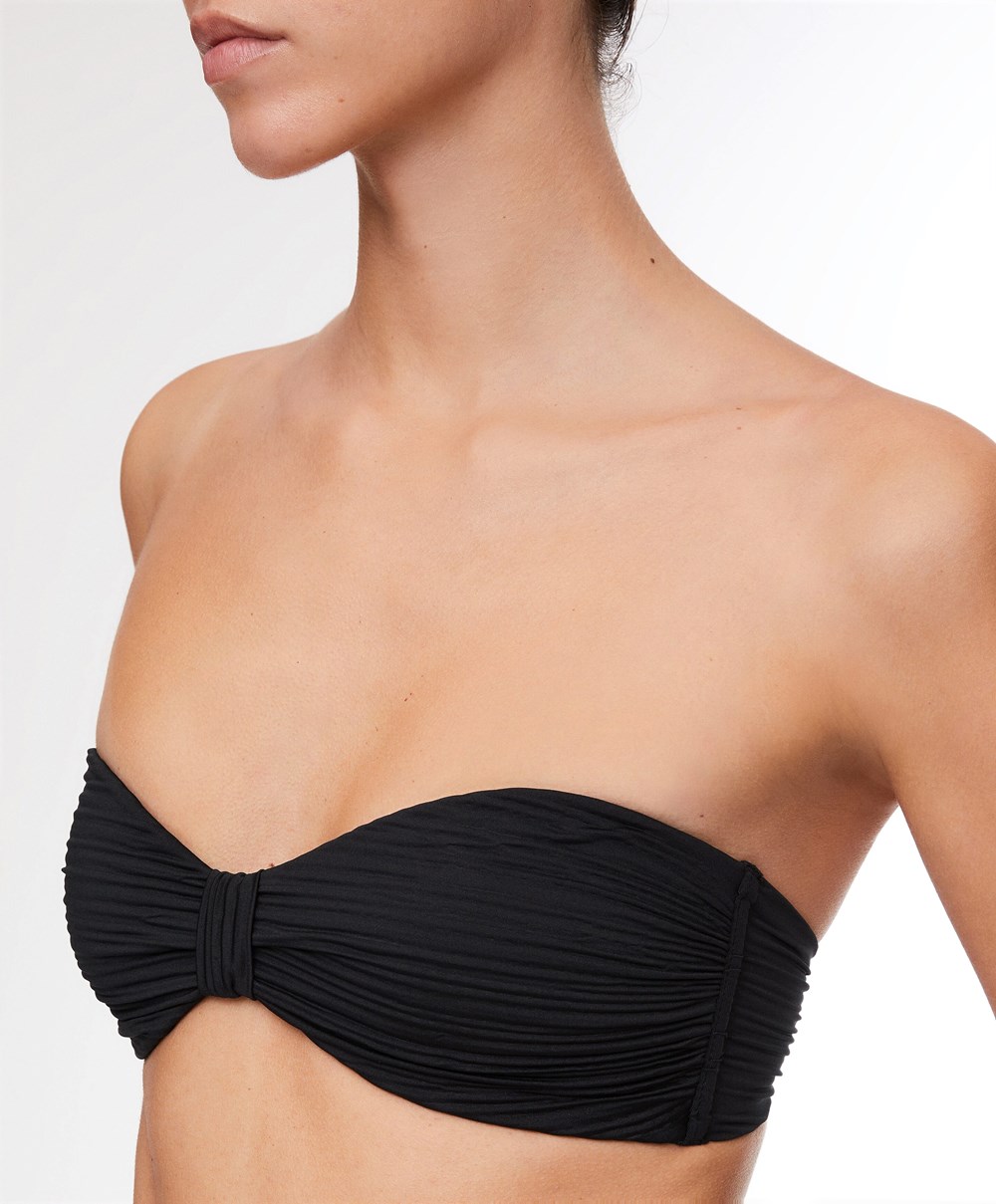 Oysho Brooch Bandeau Μπικίνι Top μαυρα | GPRLKE-296