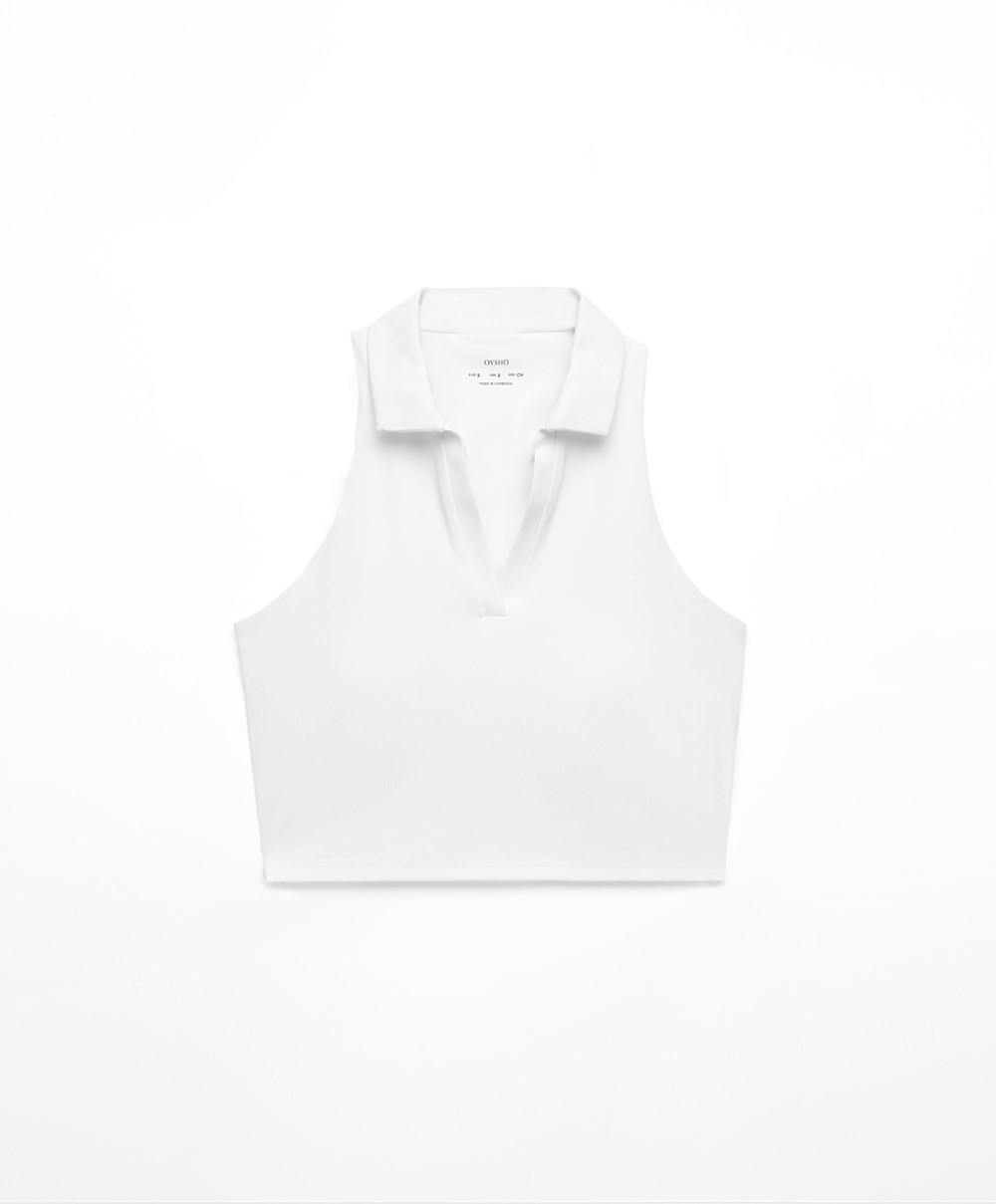 Oysho Comfortlux Cups Tank Top ασπρα | WBYXMR-246