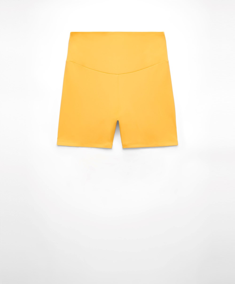 Oysho Comfortlux High-rise 10cm Hot Pants κίτρινα | AURVOB-267