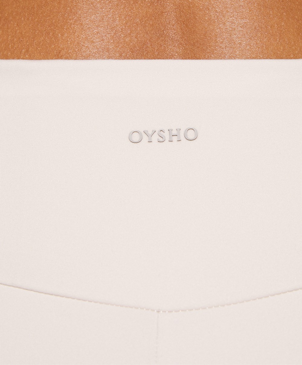 Oysho Comfortlux High-rise 10cm Hot Pants Ivory Ecru | IMJWGT-760