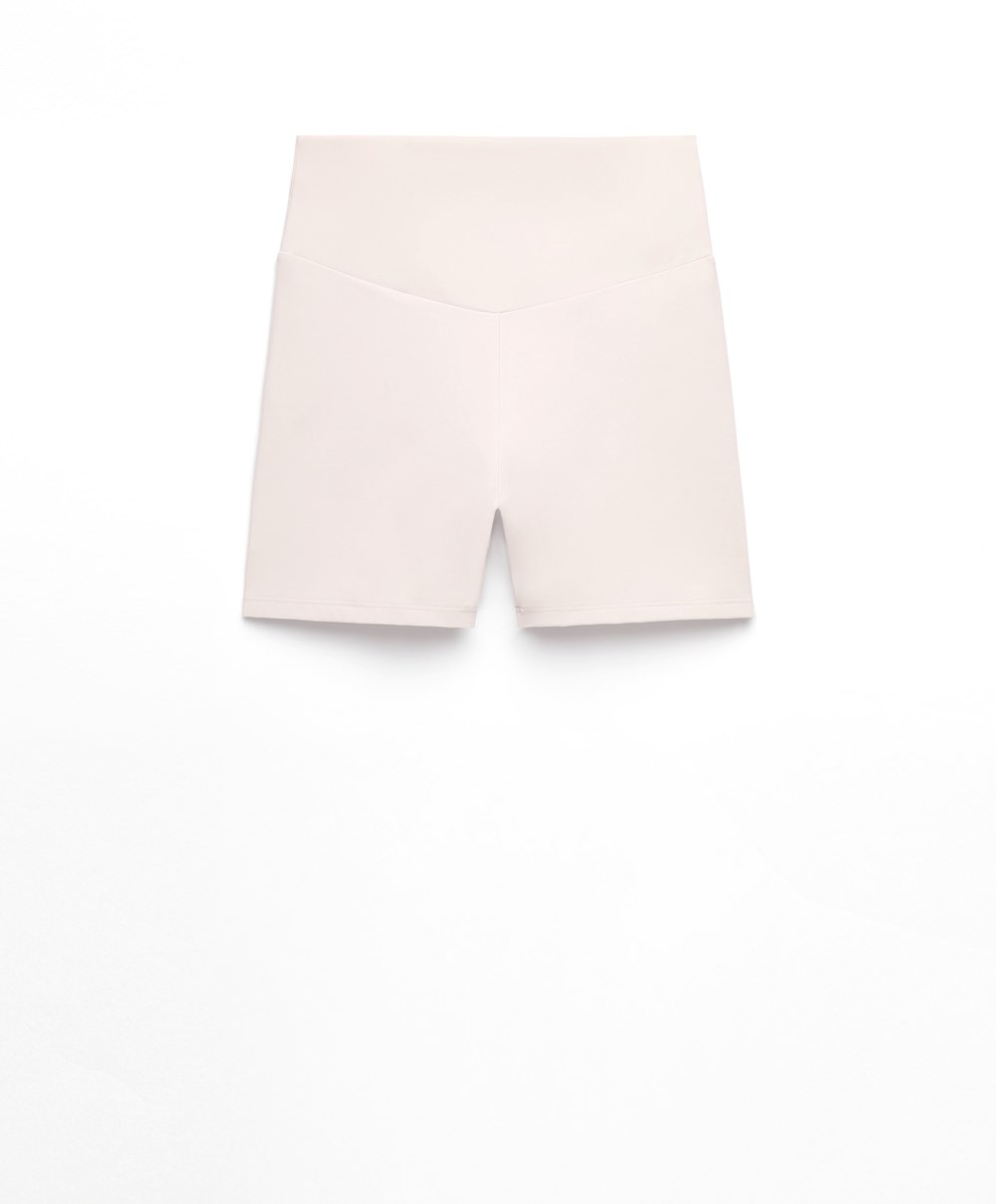 Oysho Comfortlux High-rise 10cm Hot Pants Ivory Ecru | IMJWGT-760