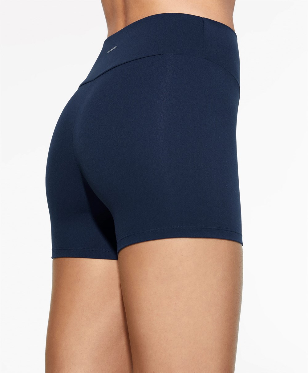 Oysho Comfortlux High-rise 10cm Hot Pants σκουρο μπλε μπλε | VHNKAU-410