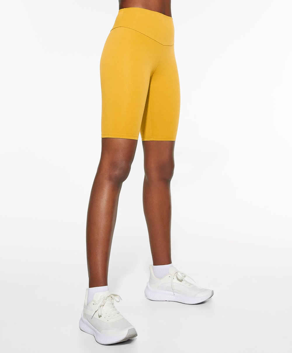 Oysho Comfortlux High-rise 25cm Cycle Leggings κίτρινα | HGNLZV-518