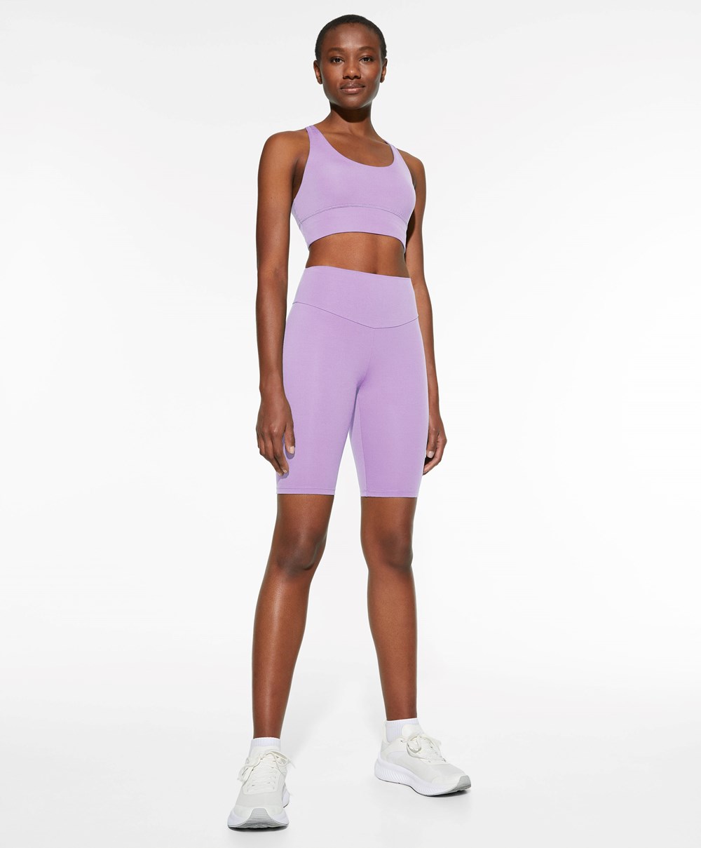 Oysho Comfortlux High-rise 25cm Cycle Leggings Mauve | VEPJFR-089