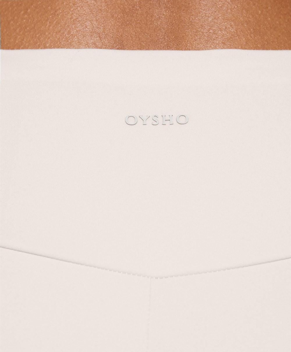 Oysho Comfortlux High-rise 25cm Cycle Leggings Ivory Ecru | XVYAWQ-853