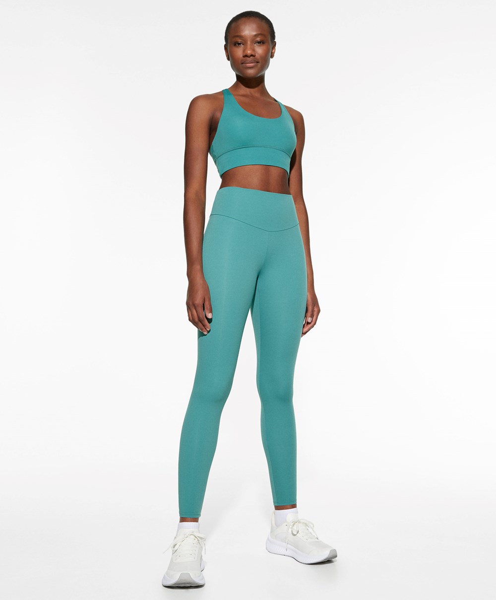 Oysho Comfortlux High-rise Ankle-length Leggings τυρκουάζ | BMFXTE-247