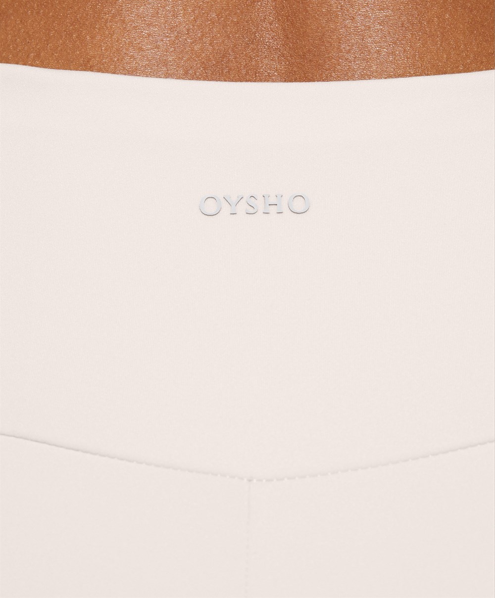 Oysho Comfortlux High-rise Ankle-length Leggings Ivory Ecru | GLUPBW-682