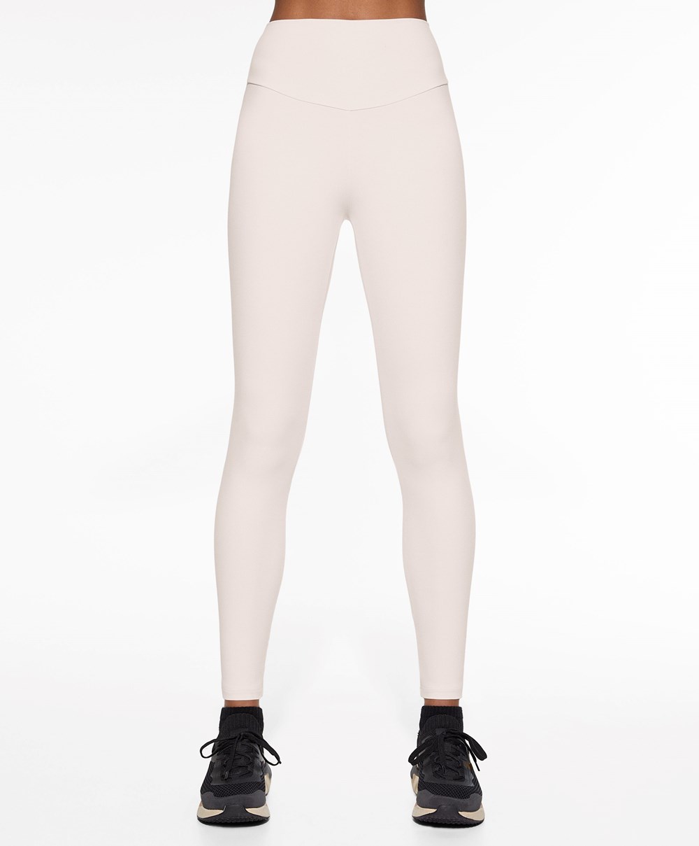 Oysho Comfortlux High-rise Ankle-length Leggings Ivory Ecru | GLUPBW-682