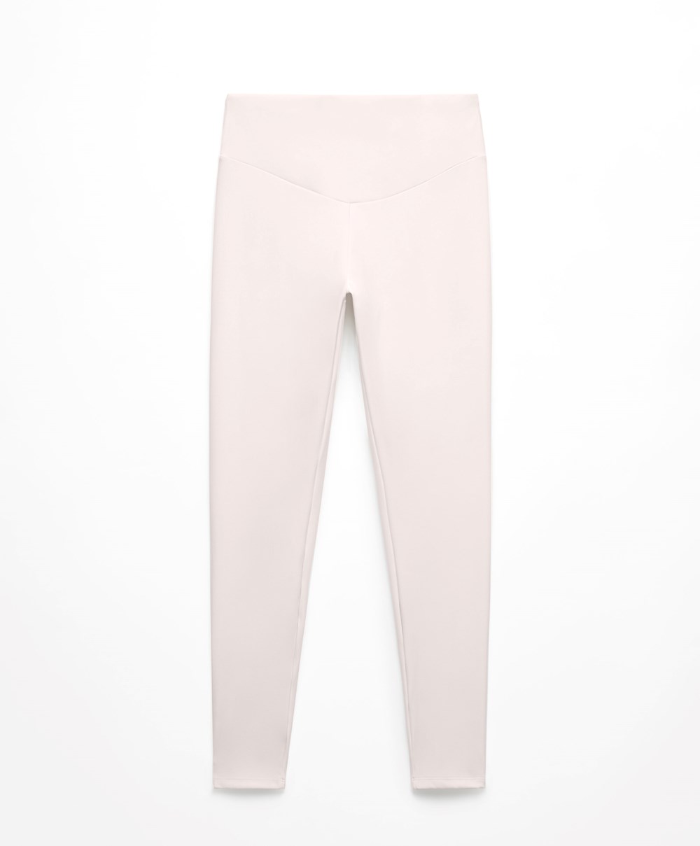 Oysho Comfortlux High-rise Ankle-length Leggings Ivory Ecru | GLUPBW-682