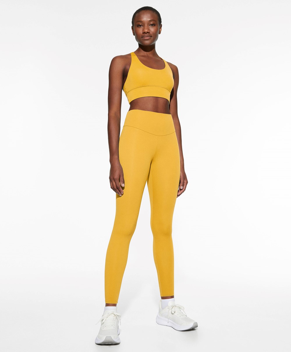 Oysho Comfortlux High-rise Ankle-length Leggings κίτρινα | IBZCUY-732