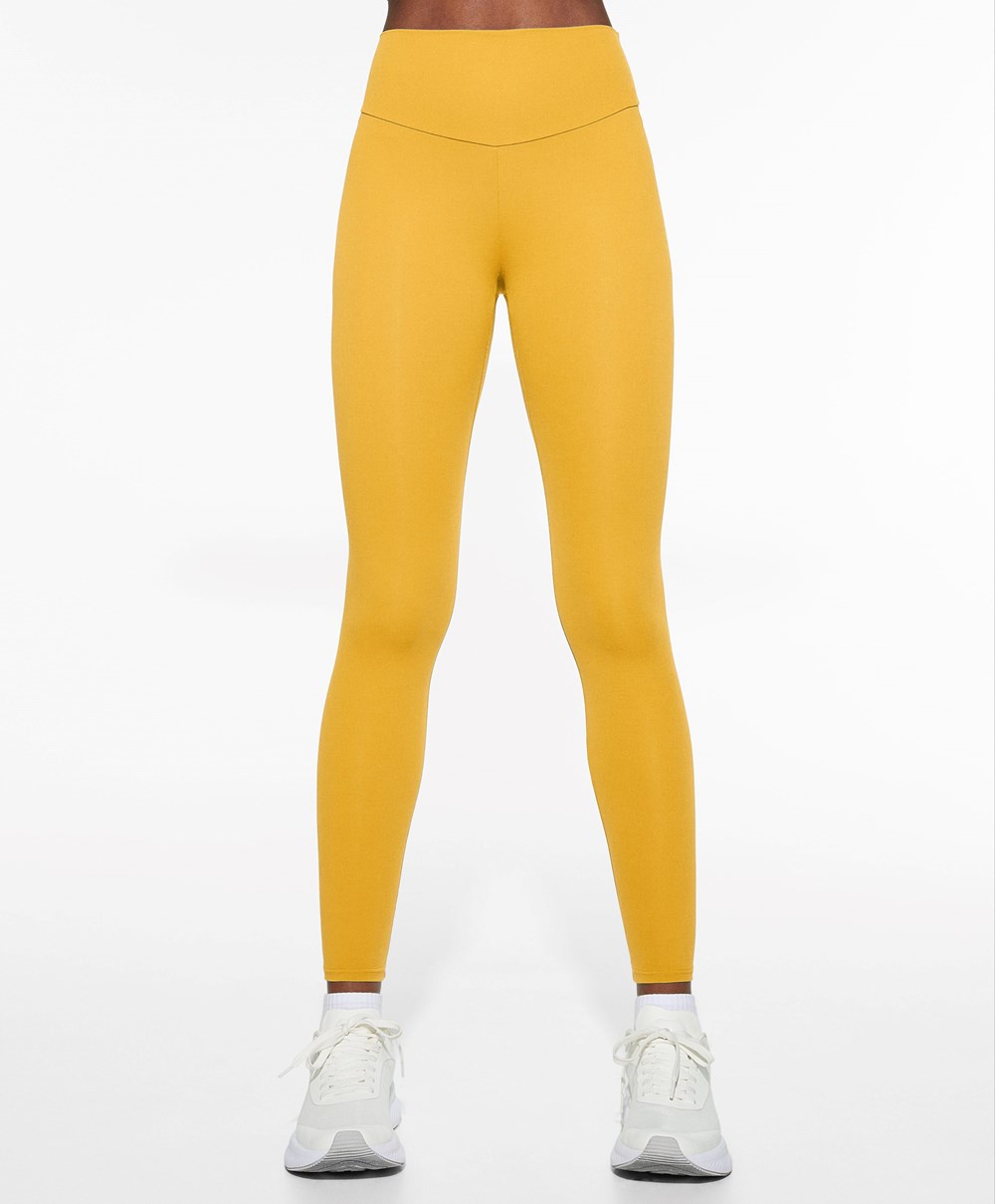 Oysho Comfortlux High-rise Ankle-length Leggings κίτρινα | IBZCUY-732