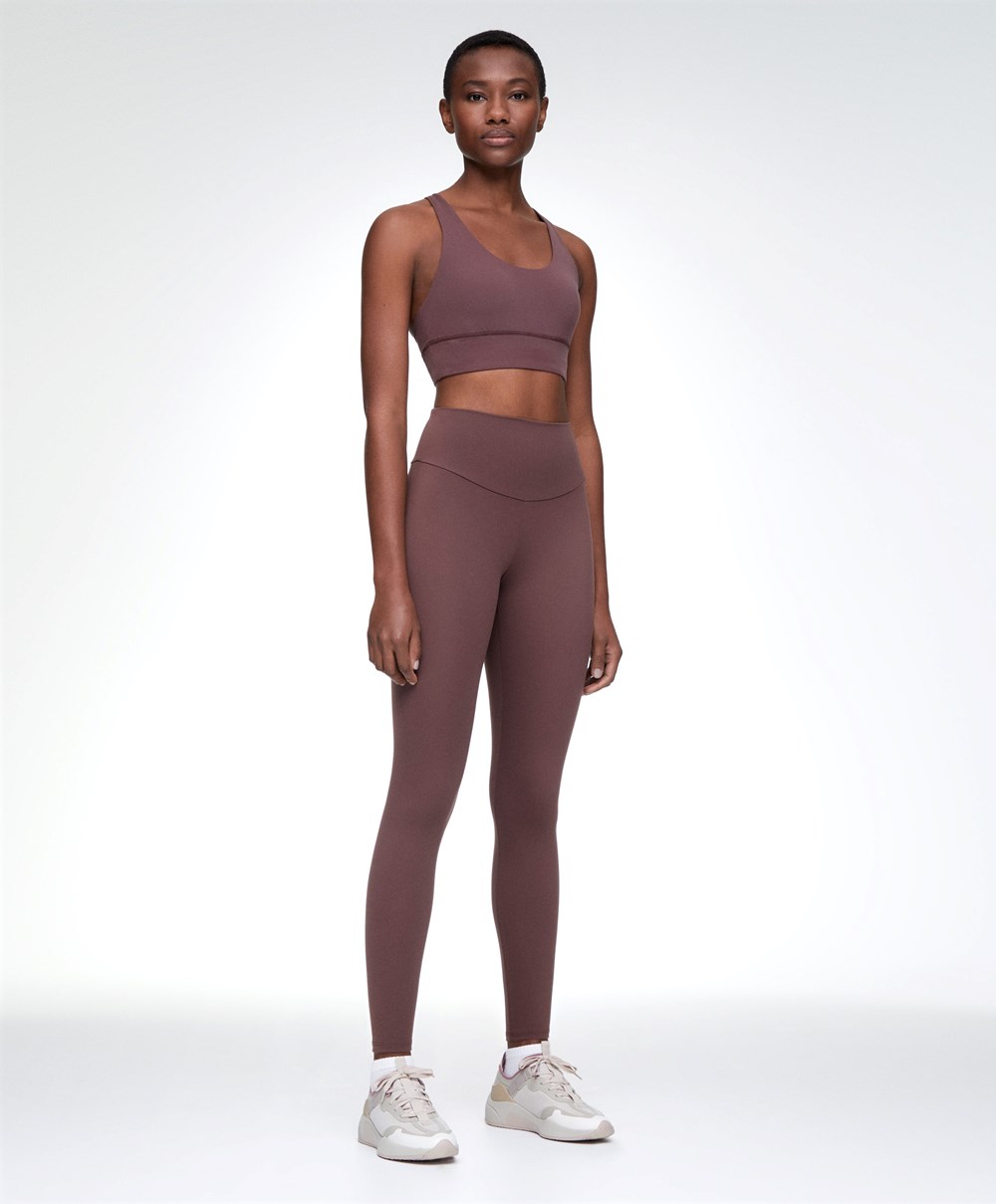 Oysho Comfortlux High-rise Ankle-length Leggings Washed Mahogany | LMOHNW-832