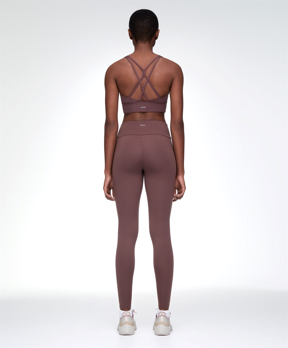 Oysho Comfortlux High-rise Ankle-length Leggings Washed Mahogany | LMOHNW-832