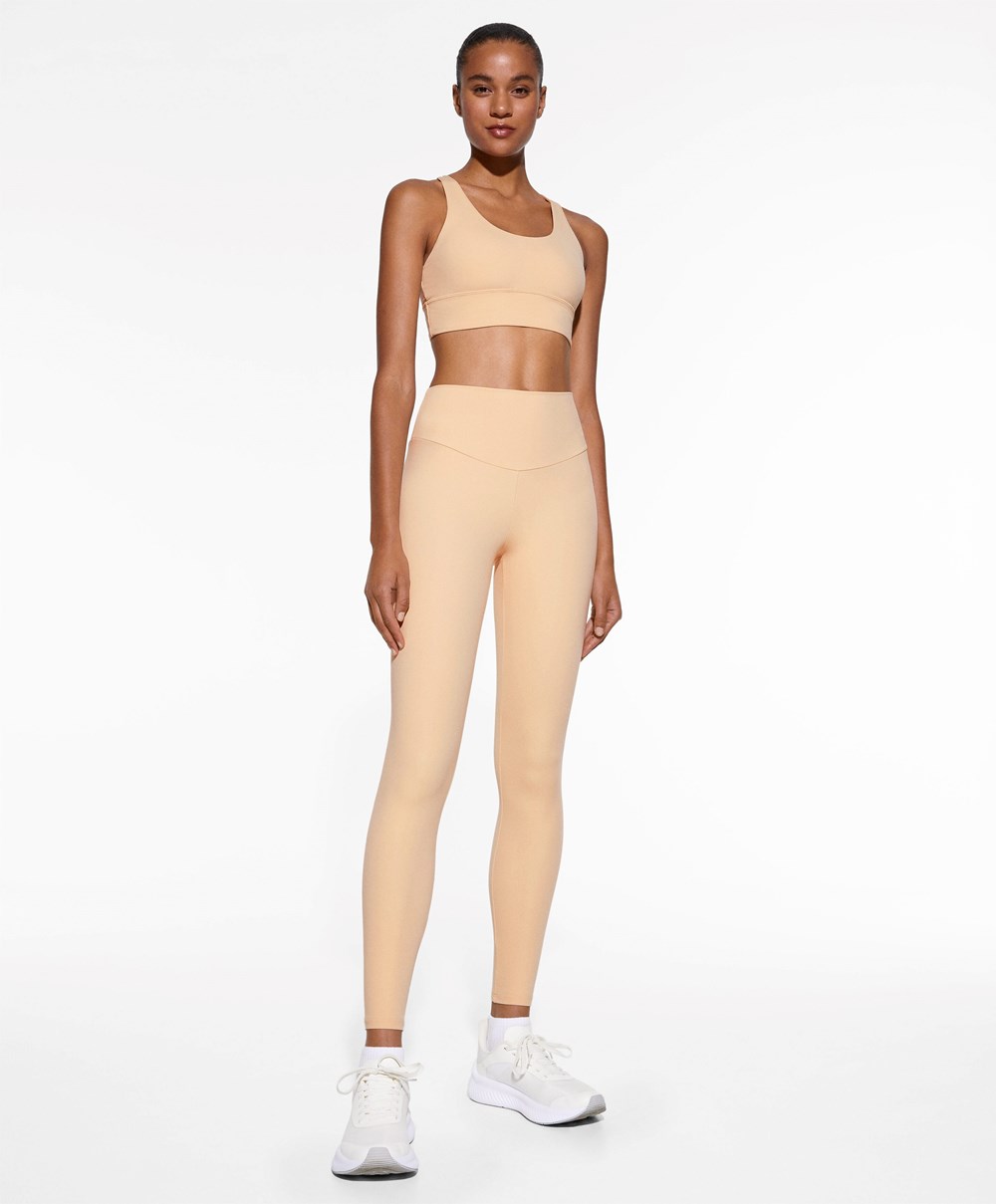 Oysho Comfortlux High-rise Ankle-length Leggings Vanilla | OJFUXZ-941