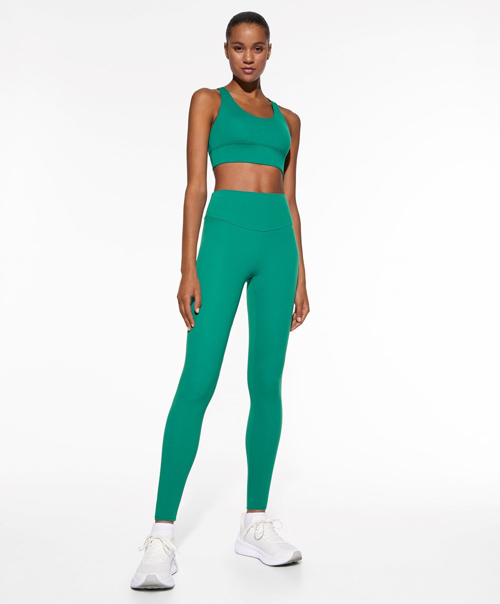 Oysho Comfortlux High-rise Ankle-length Leggings πρασινο | QCFUVG-927