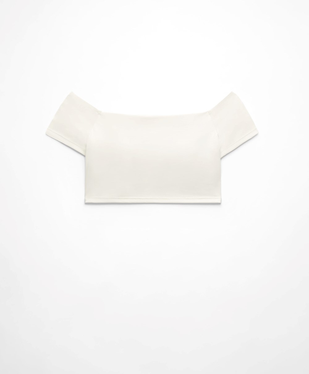 Oysho Comfortlux Off-the-shoulder Top With Cups Cream-white | TMUHCQ-208