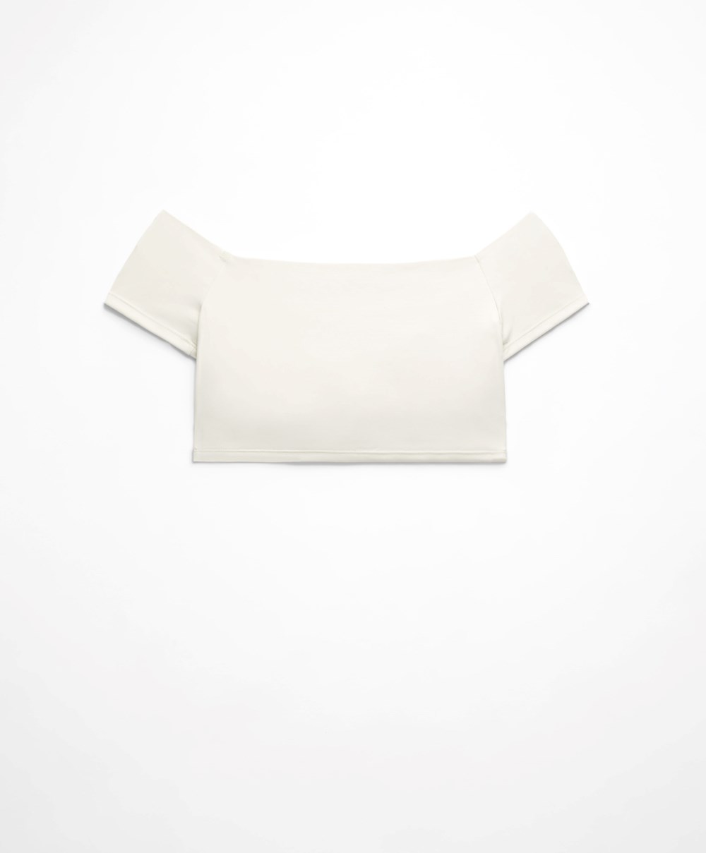 Oysho Comfortlux Off-the-shoulder Top With Cups Cream-white | TMUHCQ-208