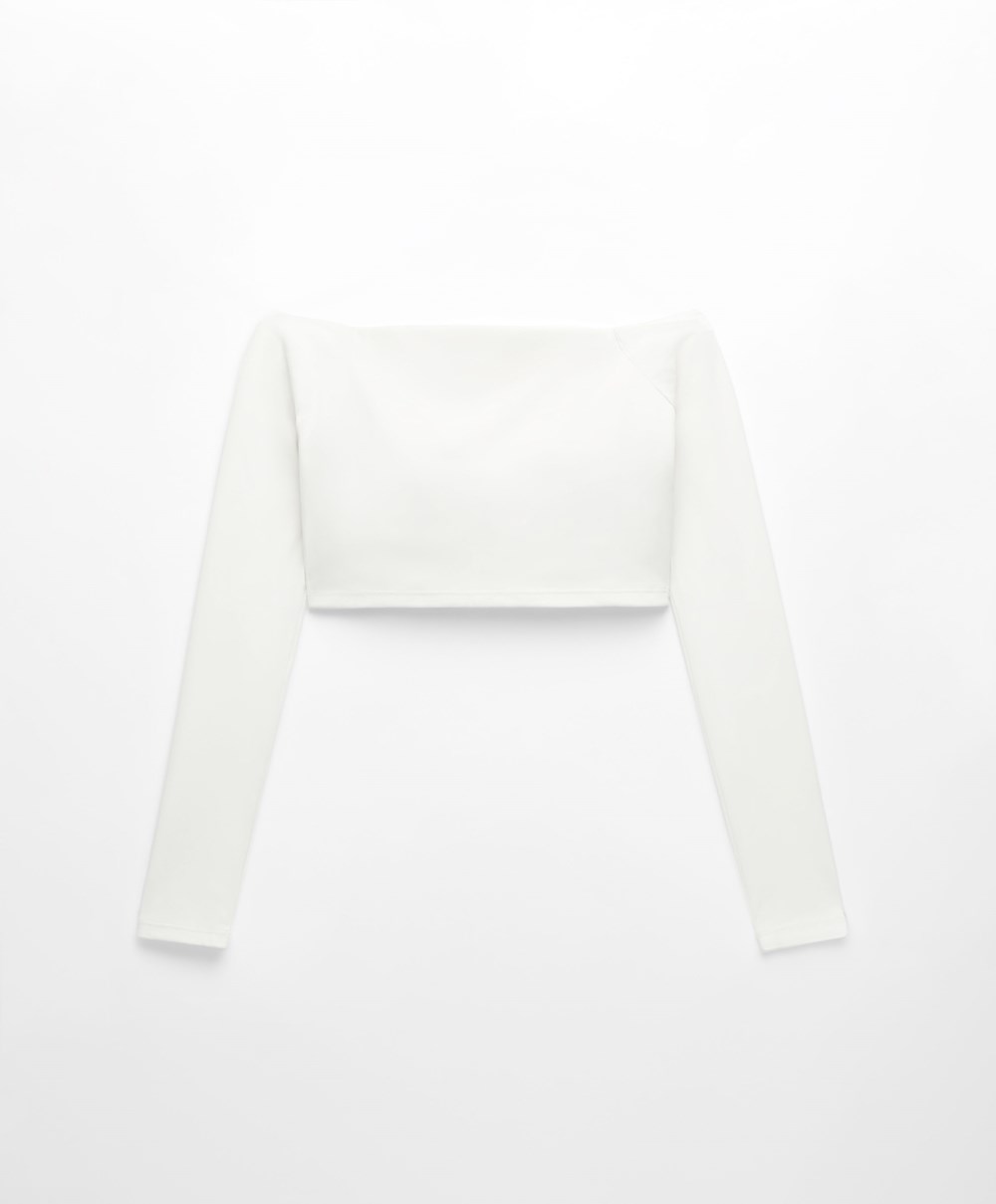 Oysho Comfortlux Off-the-shoulder Top With Cups Cream-white | TSDKLW-683