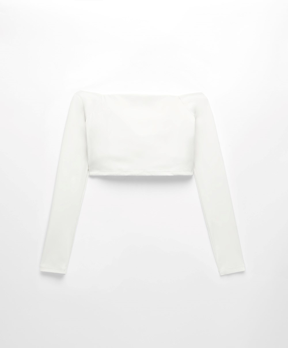 Oysho Comfortlux Off-the-shoulder Top With Cups Cream-white | TSDKLW-683