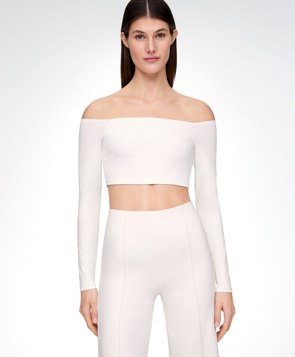 Oysho Comfortlux Off-the-shoulder Top With Cups Cream-white | TSDKLW-683