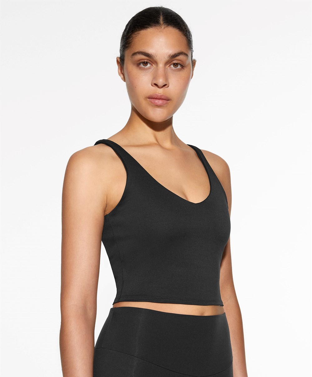 Oysho Comfortlux strappy Top μαυρα | AQPVNO-347