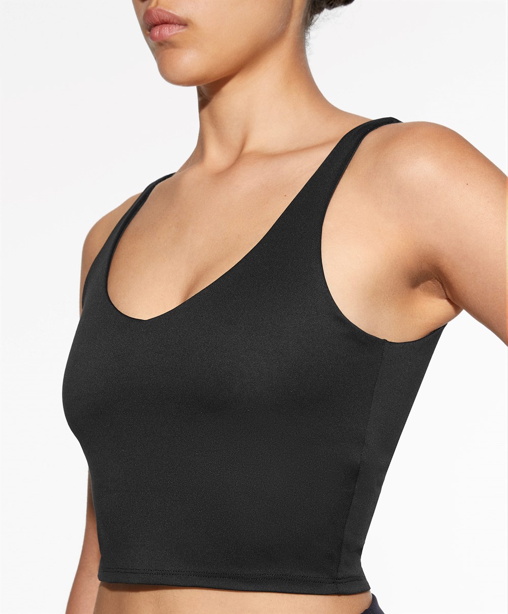 Oysho Comfortlux strappy Top μαυρα | AQPVNO-347