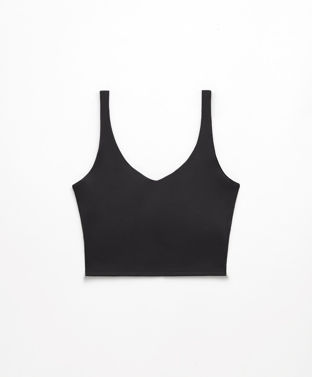 Oysho Comfortlux strappy Top μαυρα | AQPVNO-347