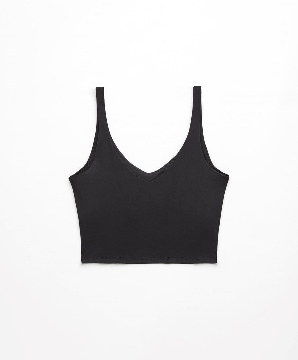 Oysho Comfortlux strappy Top μαυρα | AQPVNO-347