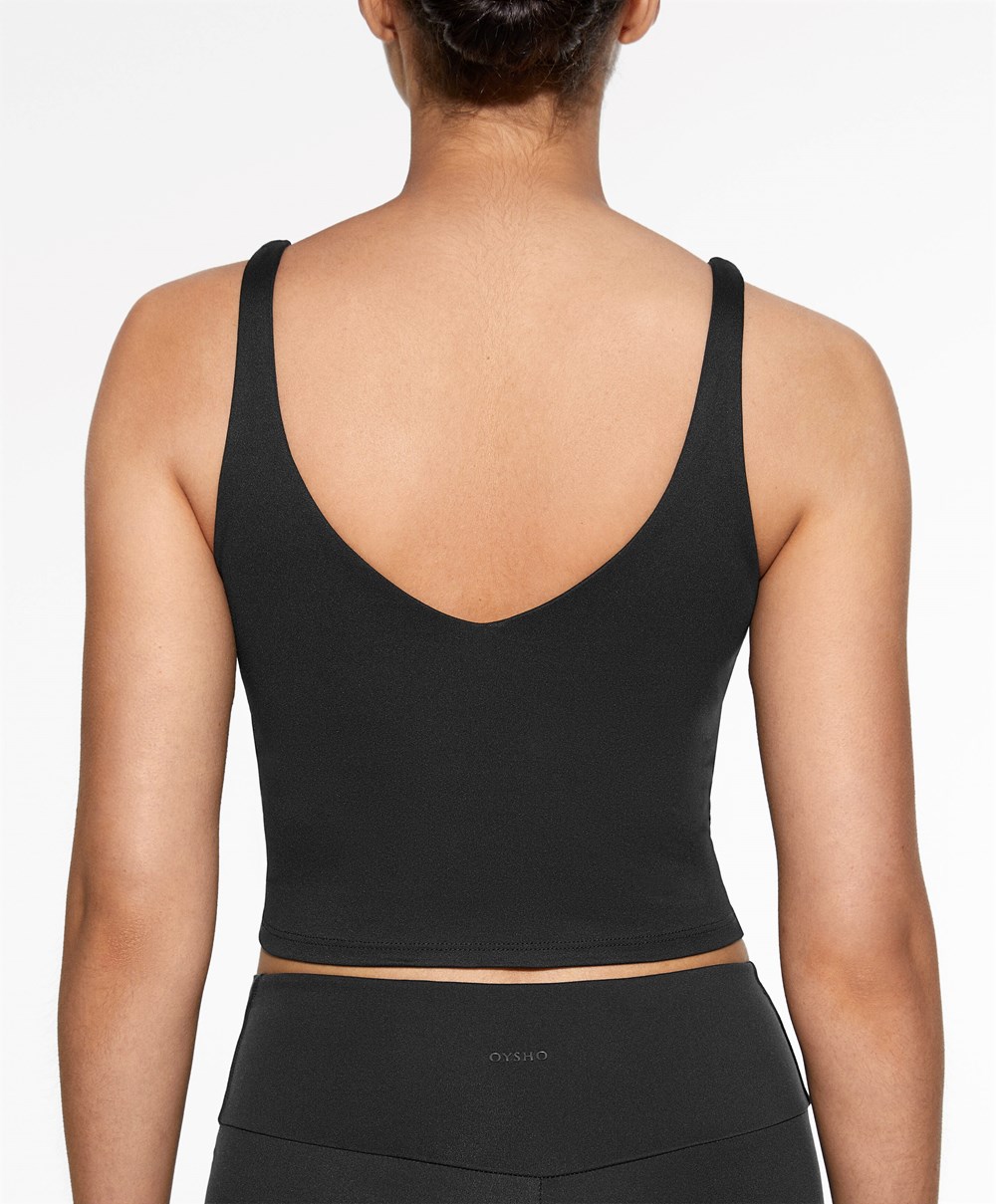 Oysho Comfortlux strappy Top μαυρα | AQPVNO-347