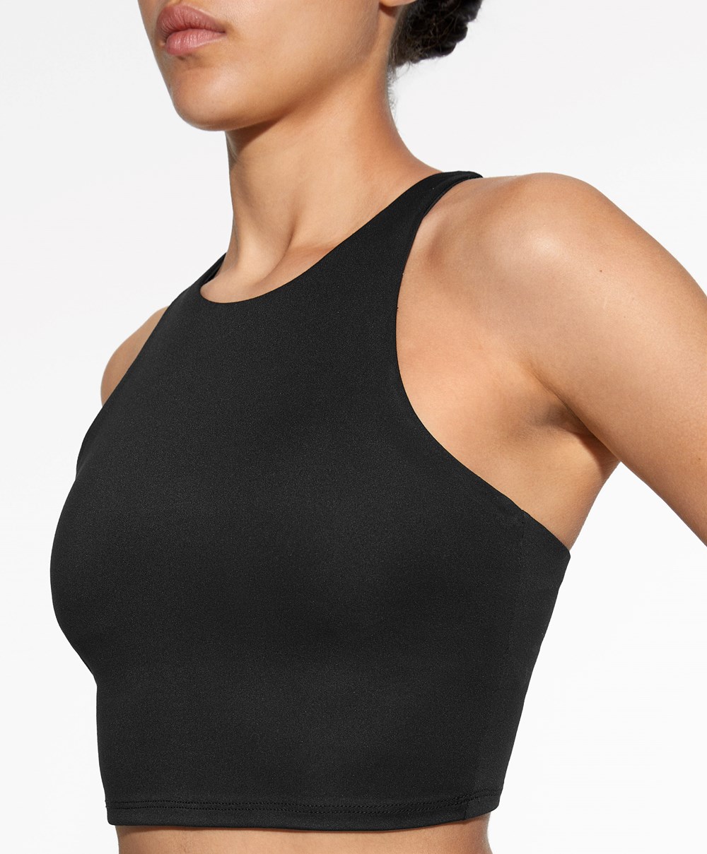 Oysho Comfortlux λουρακια Tank Top μαυρα | JBNCZE-805