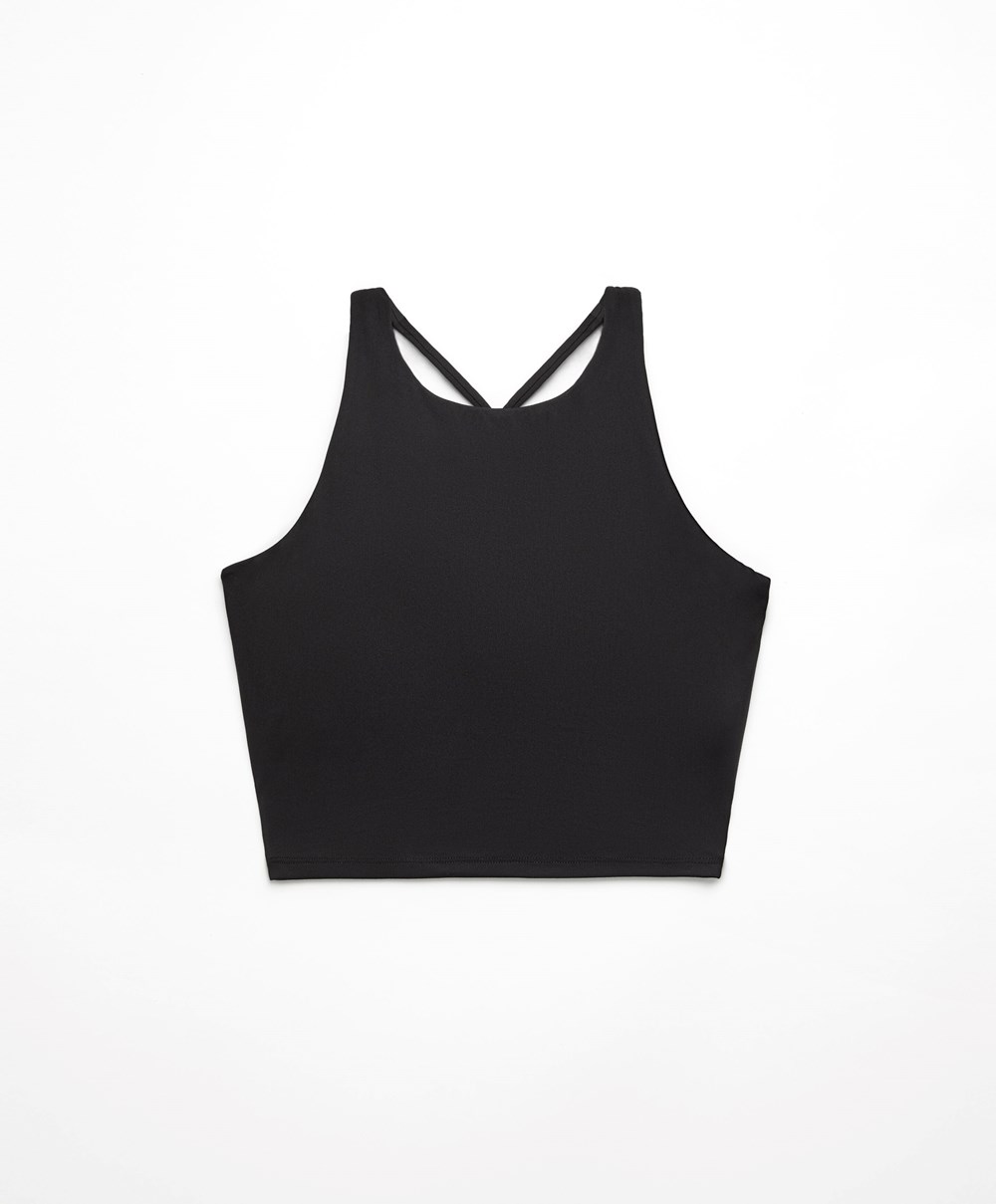 Oysho Comfortlux λουρακια Tank Top μαυρα | JBNCZE-805