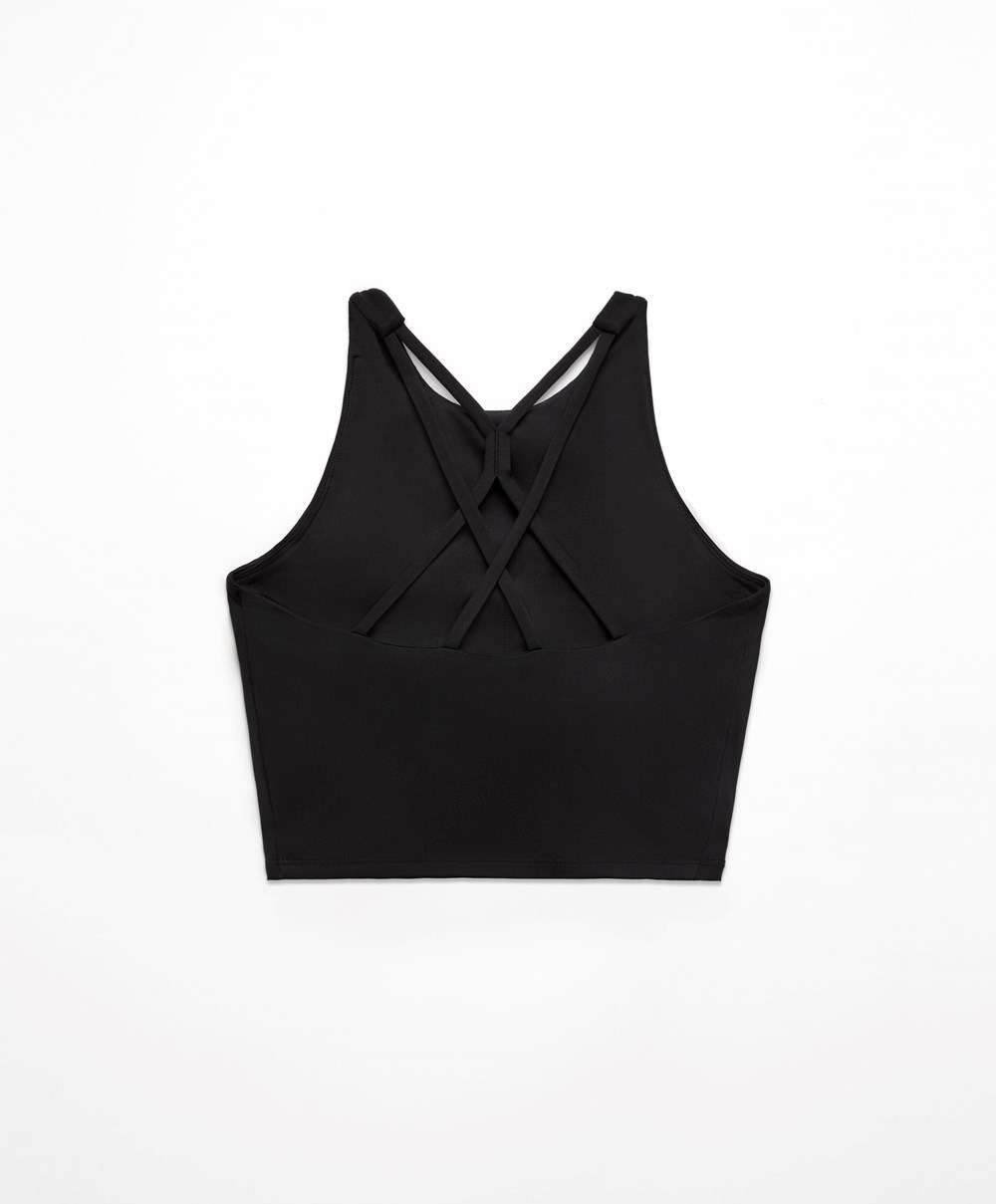 Oysho Comfortlux λουρακια Tank Top μαυρα | JBNCZE-805