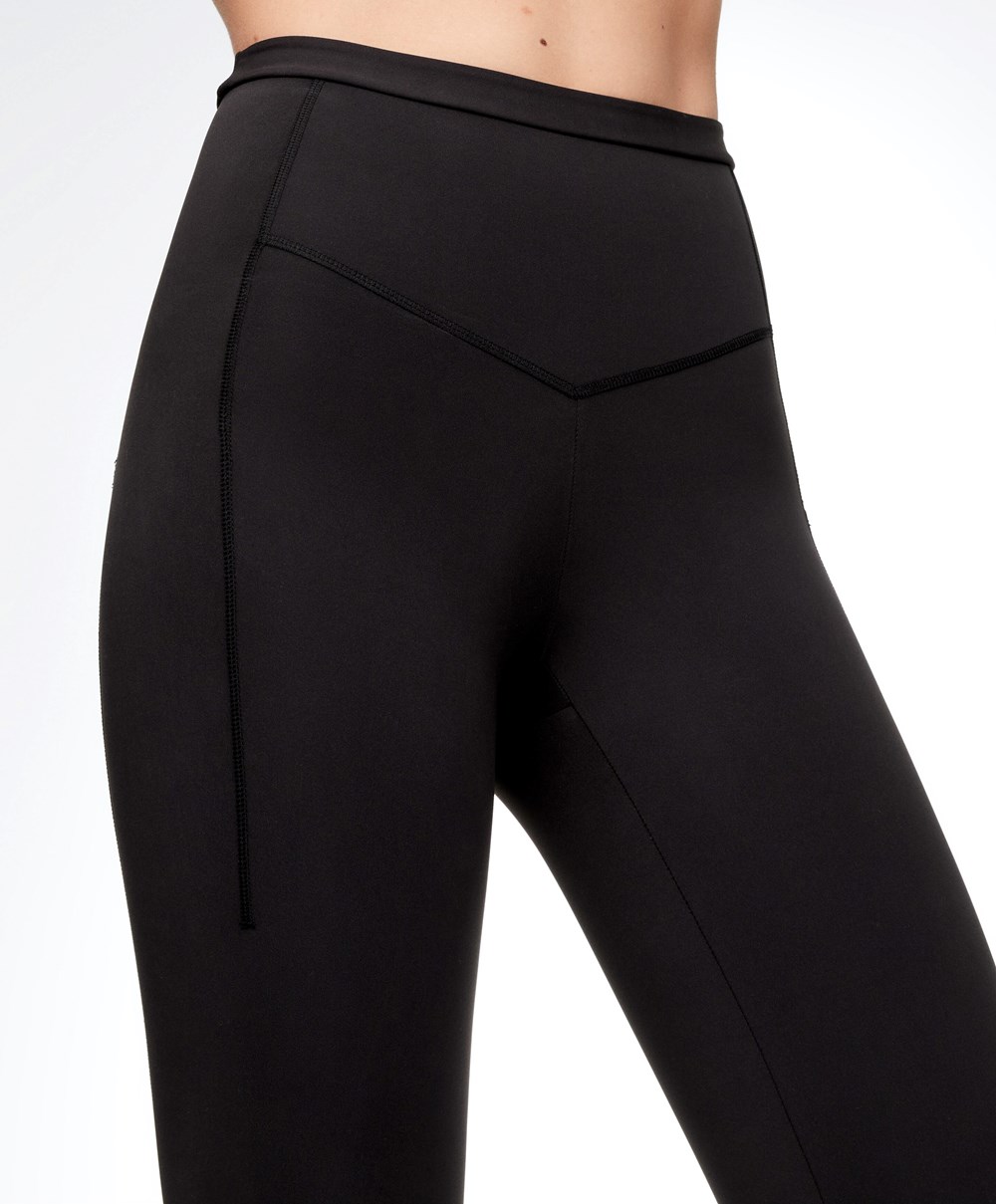 Oysho Compressive 65cm Για Τρέξιμο Leggings With Zips μαυρα | VQPTKU-123