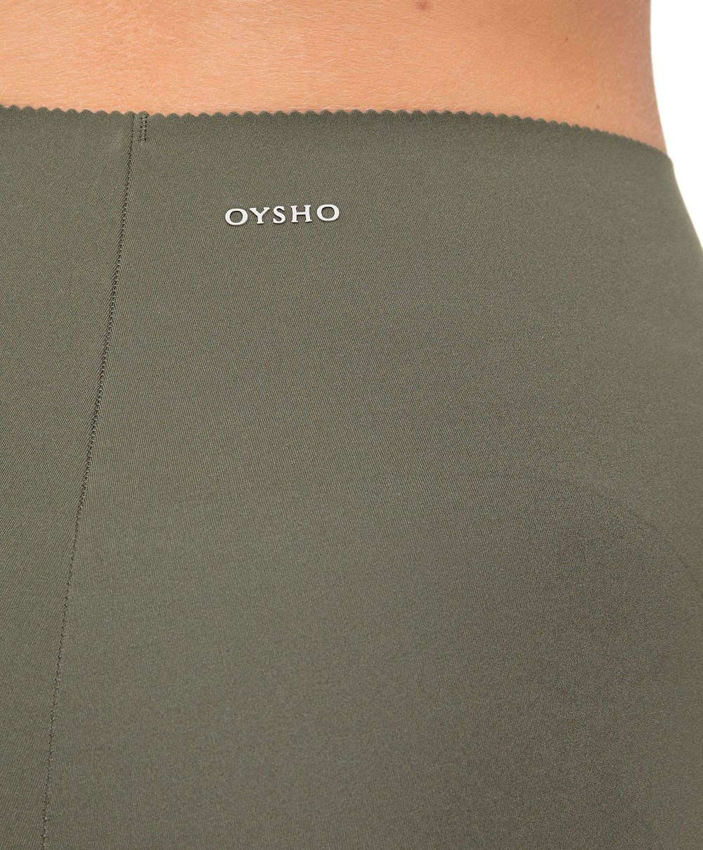 Oysho Compressive Core Control Ankle-length Leggings σκούρο Χακί | LSDEWQ-742