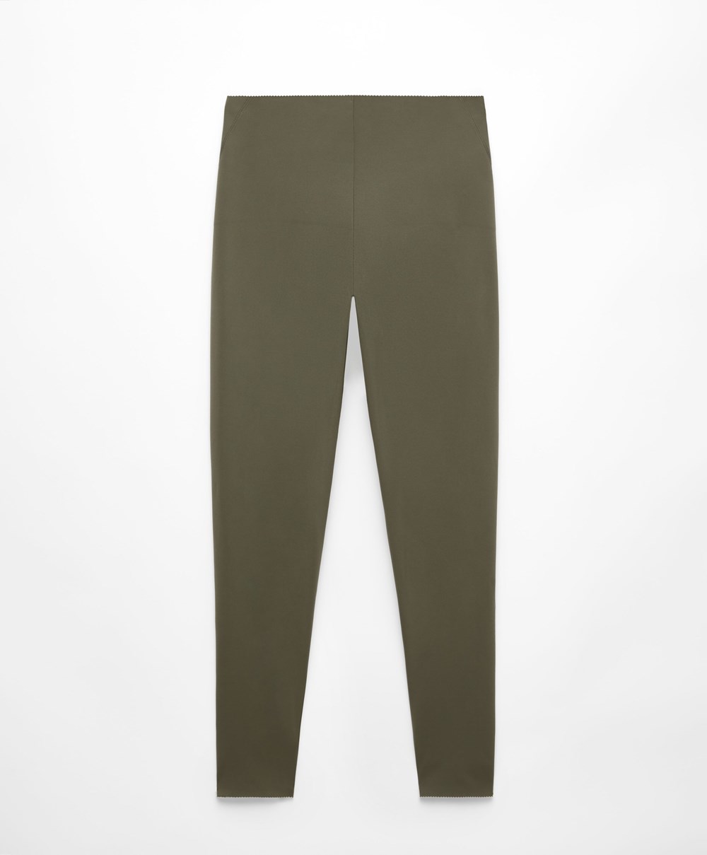 Oysho Compressive Core Control Ankle-length Leggings σκούρο Χακί | LSDEWQ-742