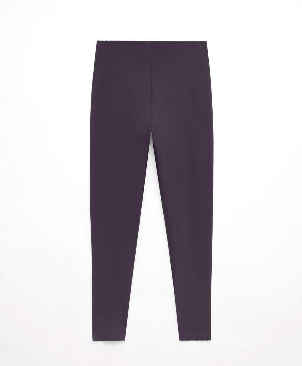 Oysho Compressive Core Control Ankle-length Leggings σκούρο μωβ | QGOSWU-795