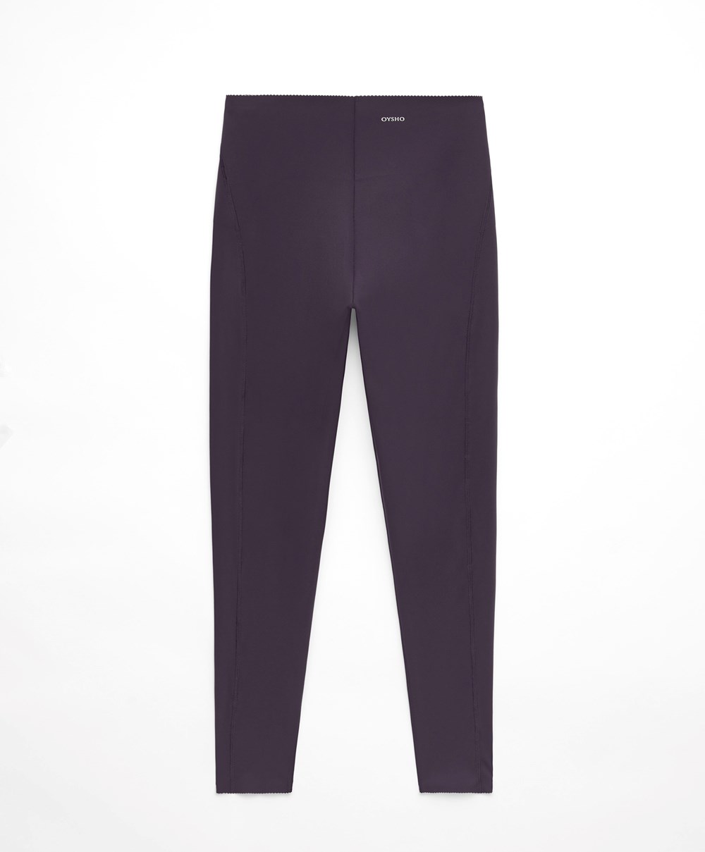 Oysho Compressive Core Control Ankle-length Leggings σκούρο μωβ | QGOSWU-795