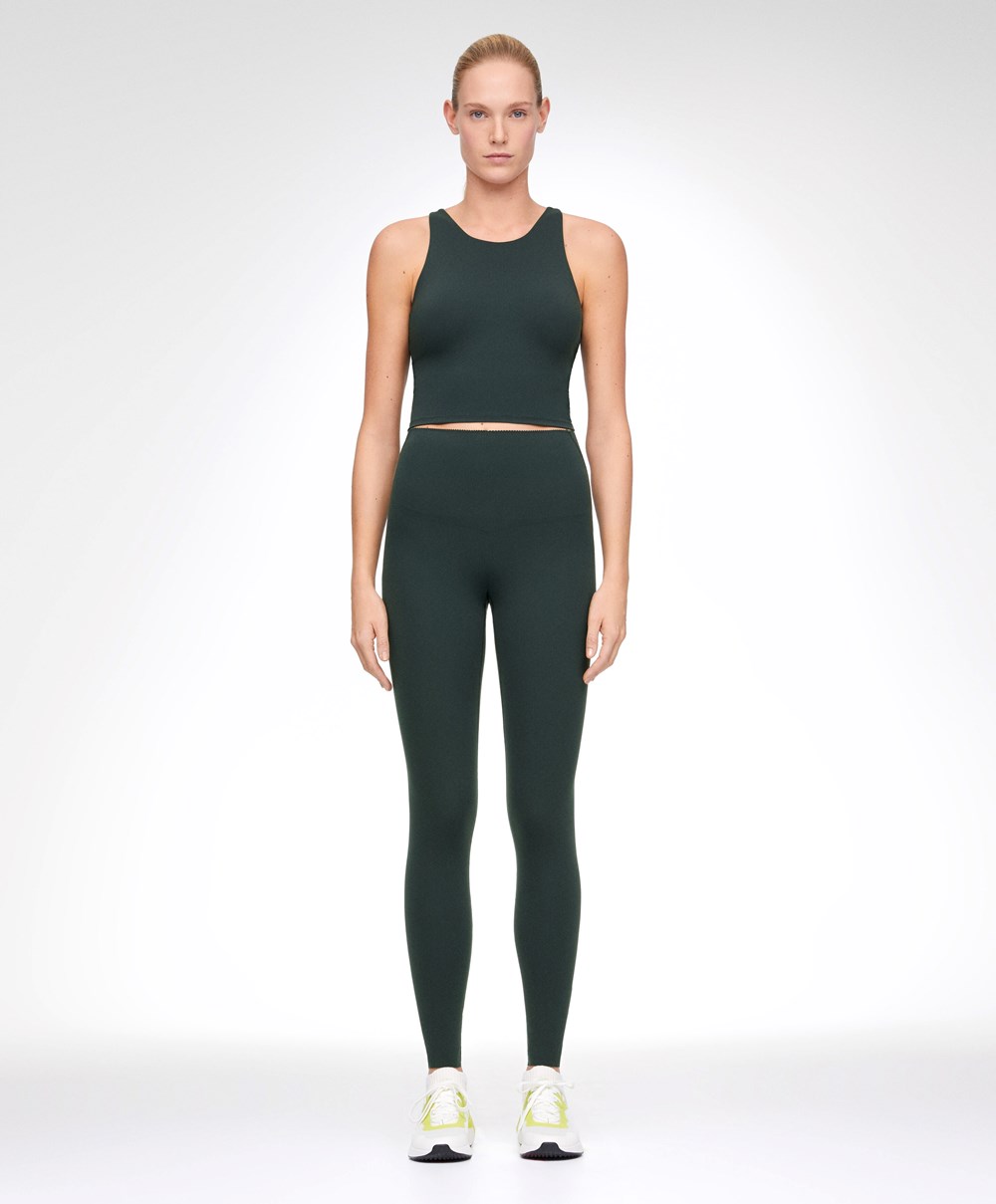 Oysho Compressive Core Control Ankle-length Leggings σκούρο μπλε | SLQWZH-169