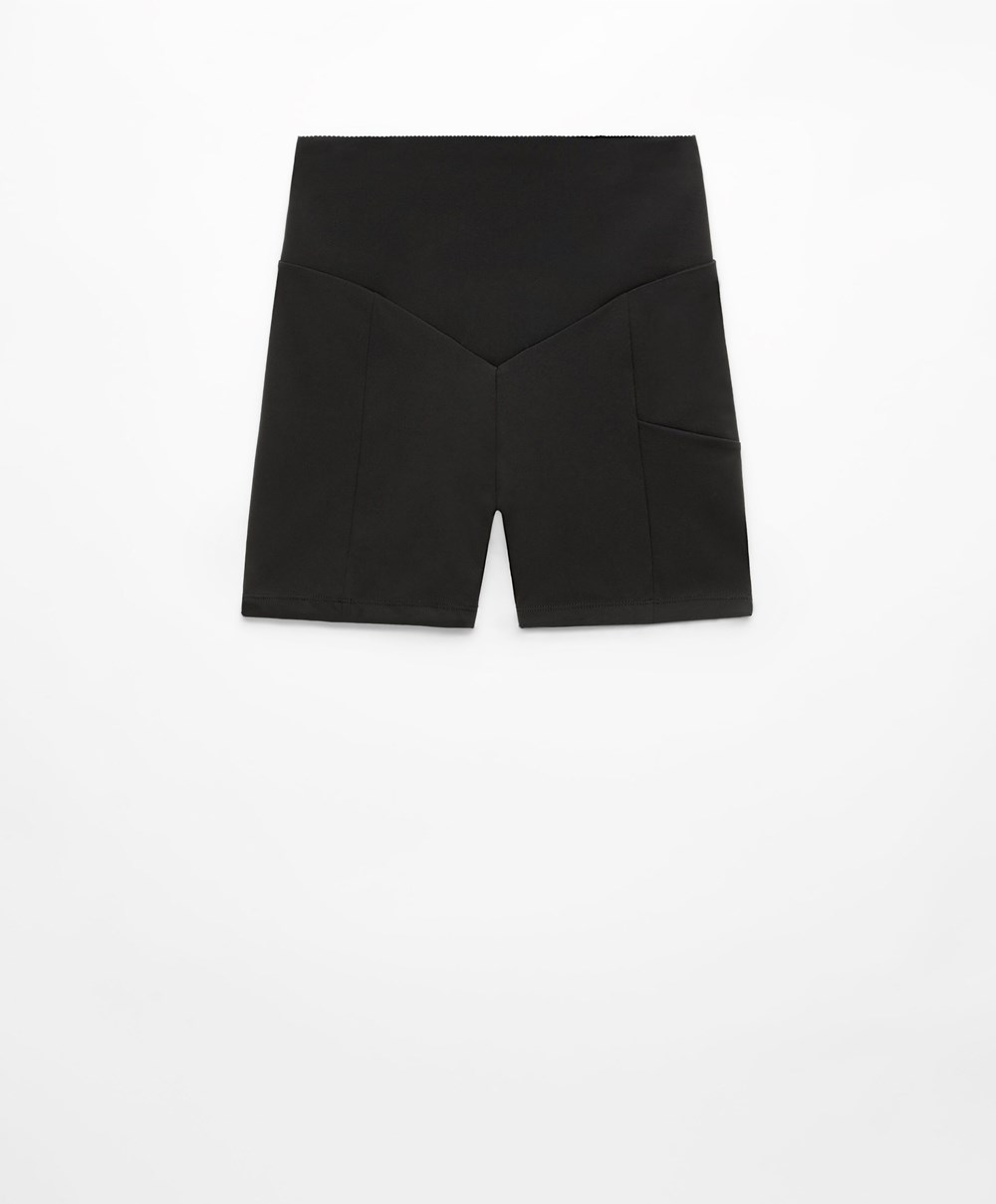 Oysho Compressive Pocket 10 Cm Hot Pant μαυρα | NAQYMB-216