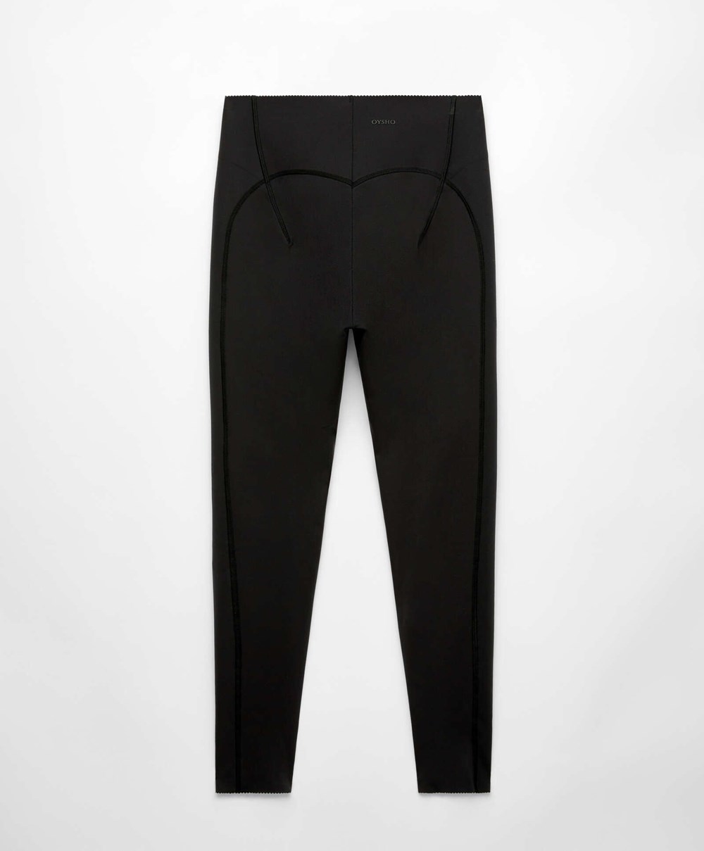 Oysho Compressive Raise Up 65cm Ankle-length Leggings μαυρα | HLMOWV-146