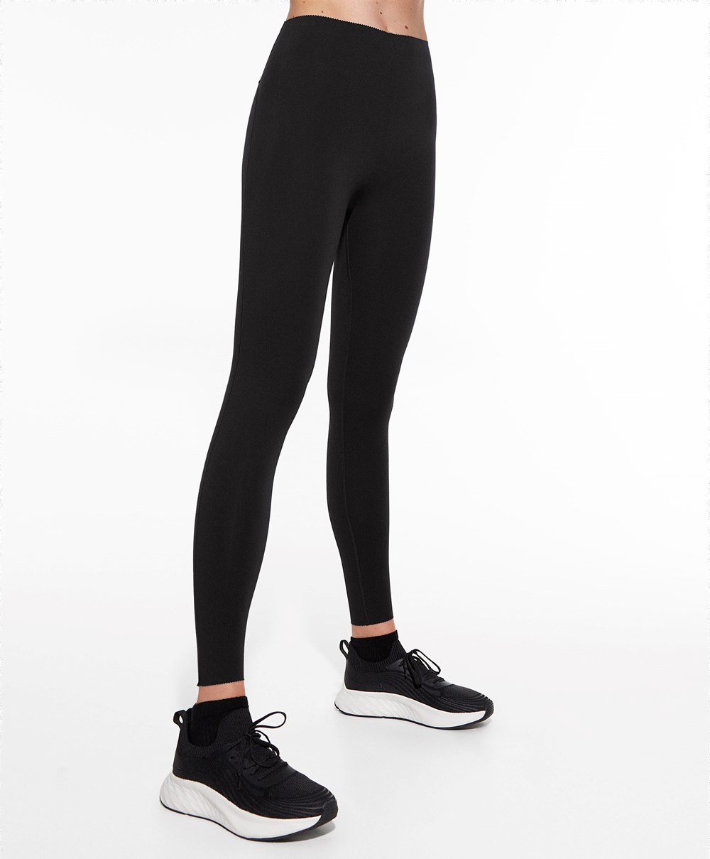 Oysho Compressive Raise Up 65cm Ankle-length Leggings μαυρα | HLMOWV-146