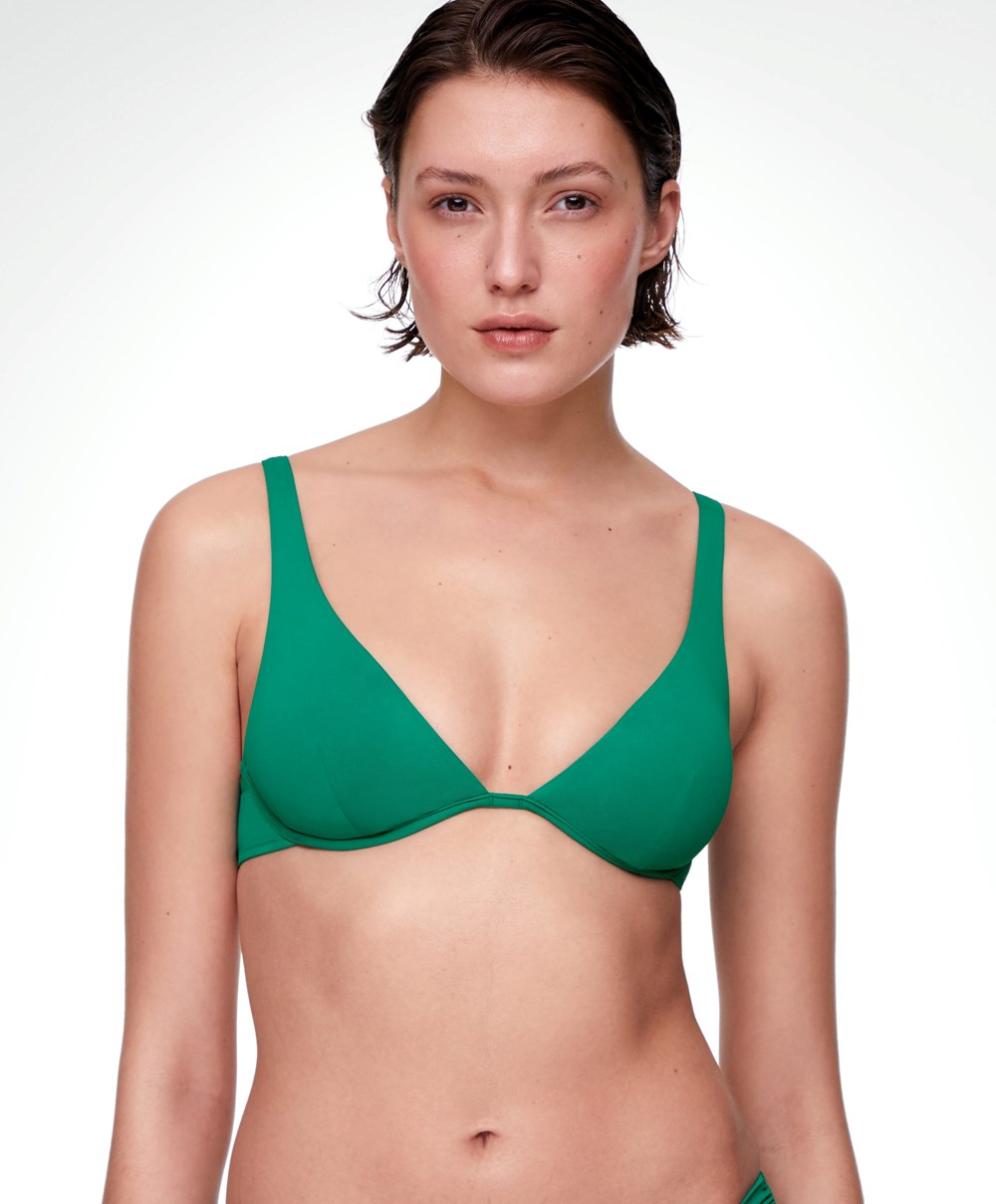 Oysho Continuous Underwire Halter Neck Μπικίνι Top πρασινο | OKCUTE-685