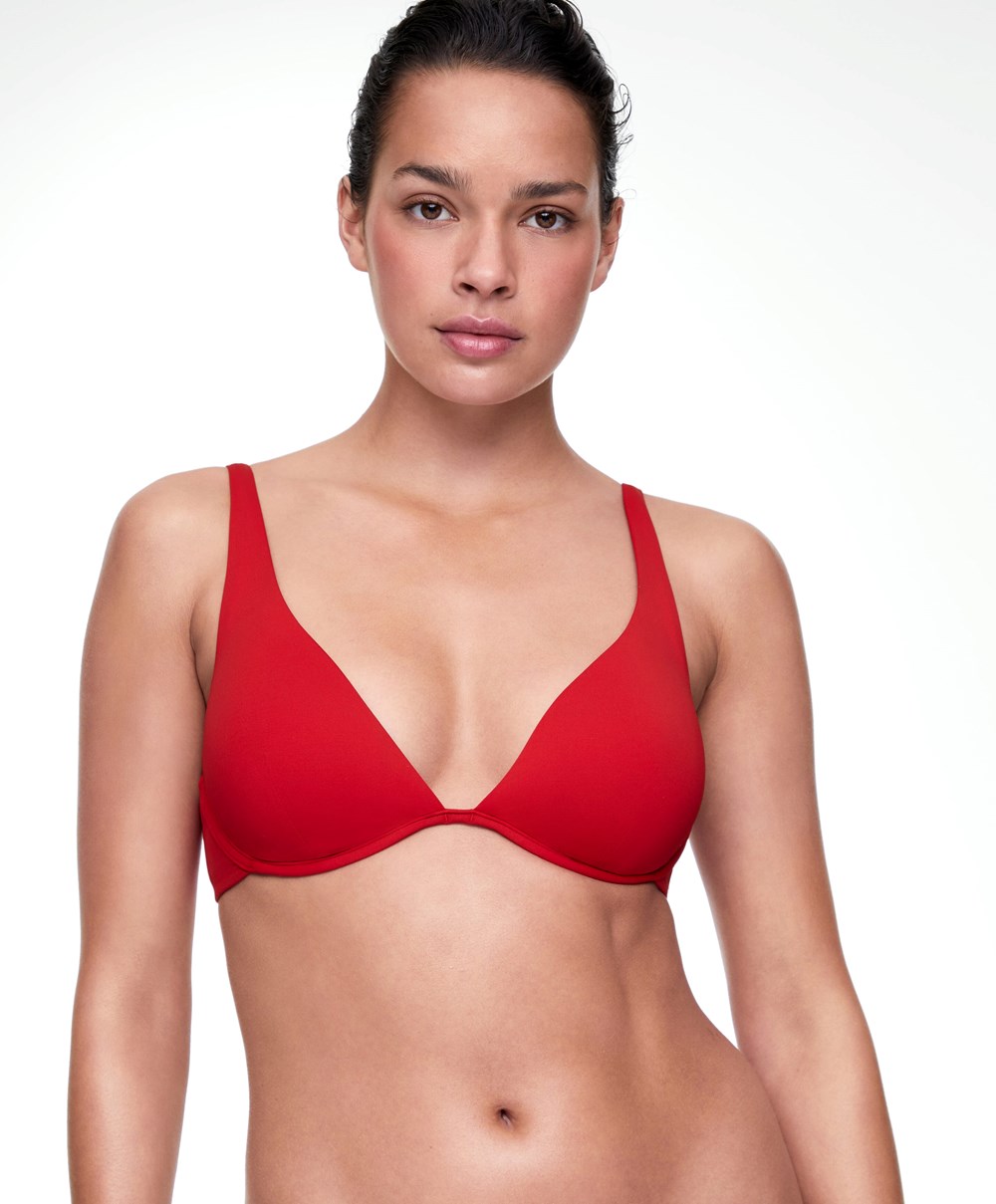 Oysho Continuous Underwire Halter Neck Μπικίνι Top κοκκινα | PTHUOL-258