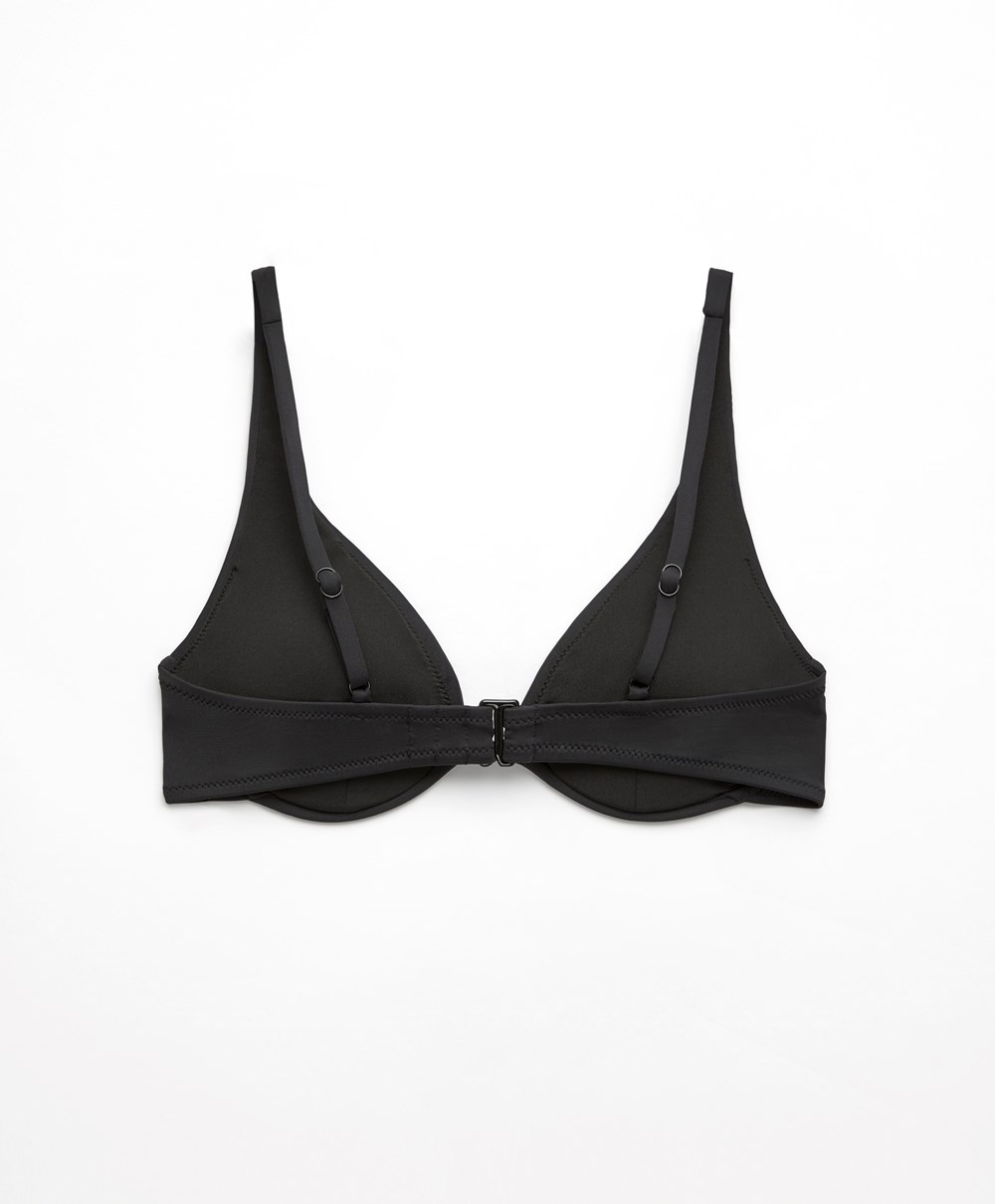 Oysho Continuous Underwire Halter Neck Μπικίνι Top μαυρα | WKQUSM-103