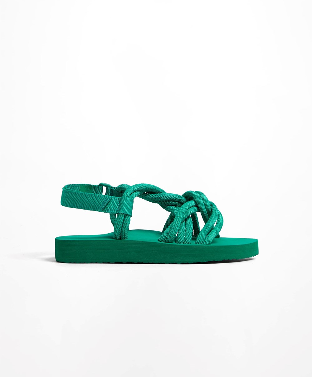 Oysho Cord Beachwear Platforms πρασινο | CKFMVR-523