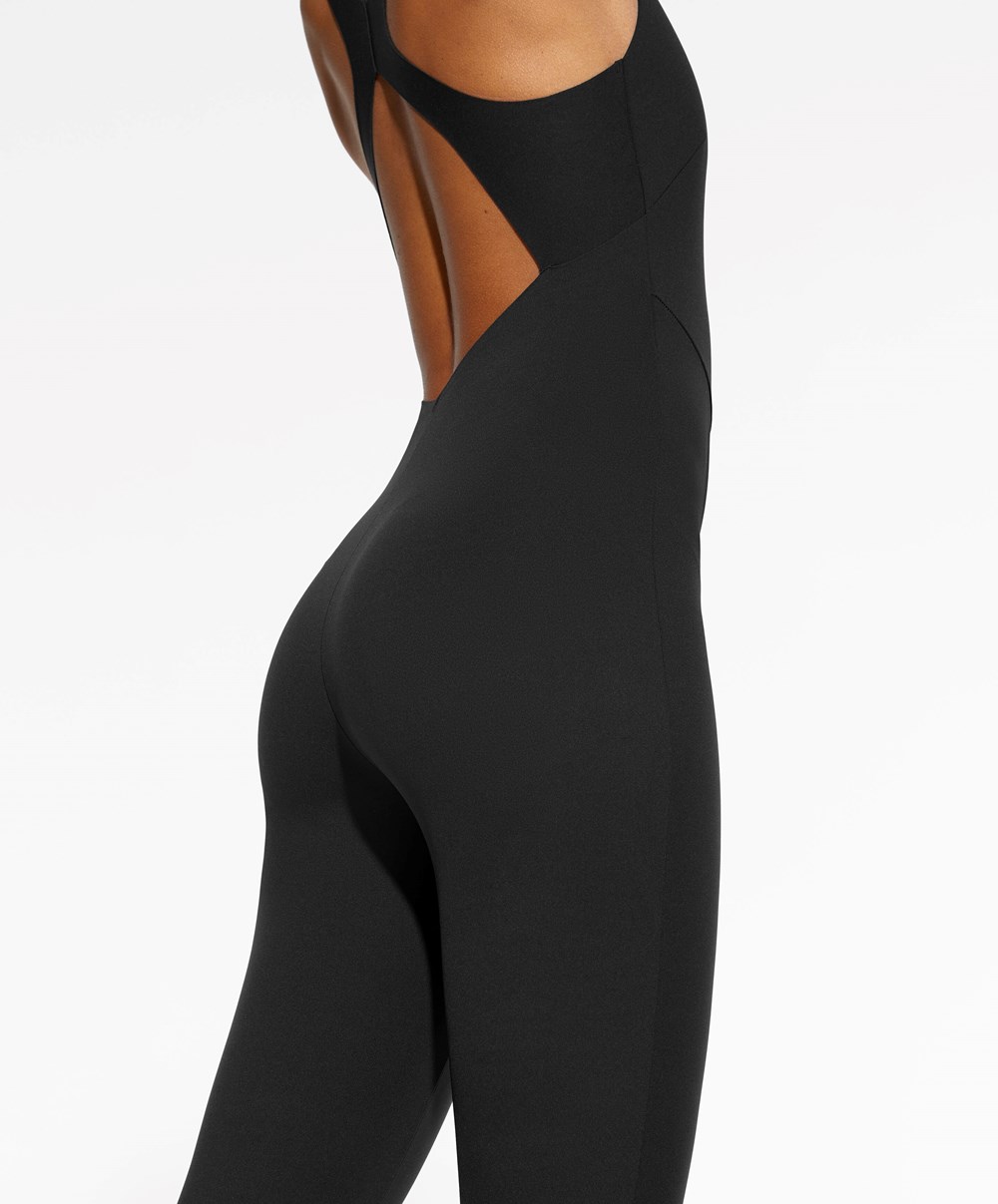 Oysho Core Control Compressive Jumpsuit μαυρα | CWGIOQ-690